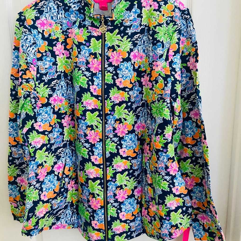 Lilly Pulitzer Loves Disney Leona ZipUp Jacket Size XL Mickey & Minnie NWT